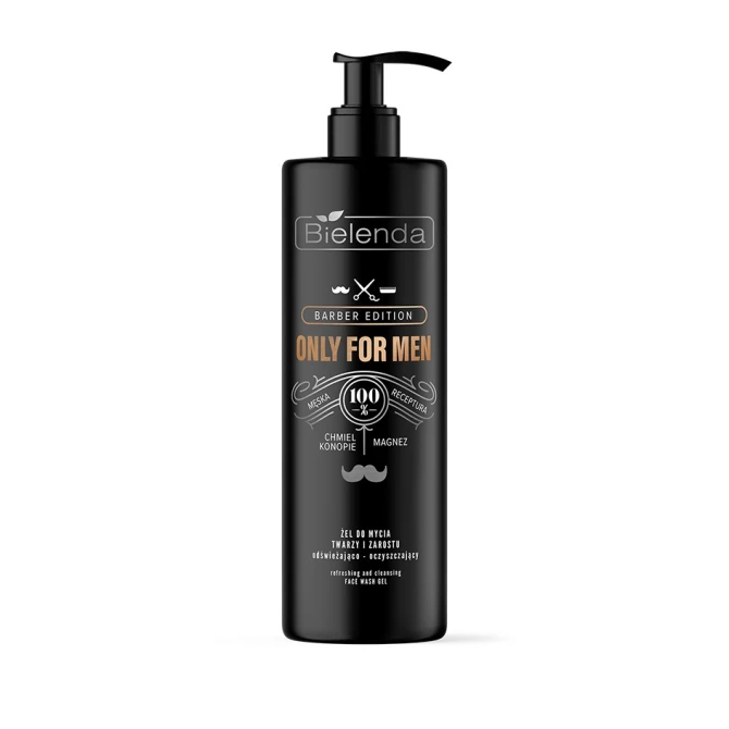 BIELENDA Only For Men Barber Edition Odświeżająco-oczyszczający żel do mycia twarzy i zarostu 190 g