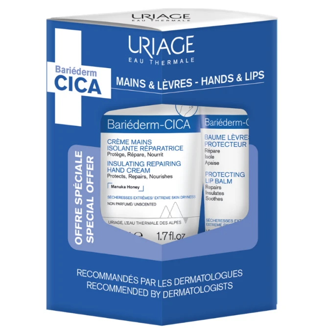 URIAGE ZESTAW Bariederm Krem do rąk + Balsam do ust