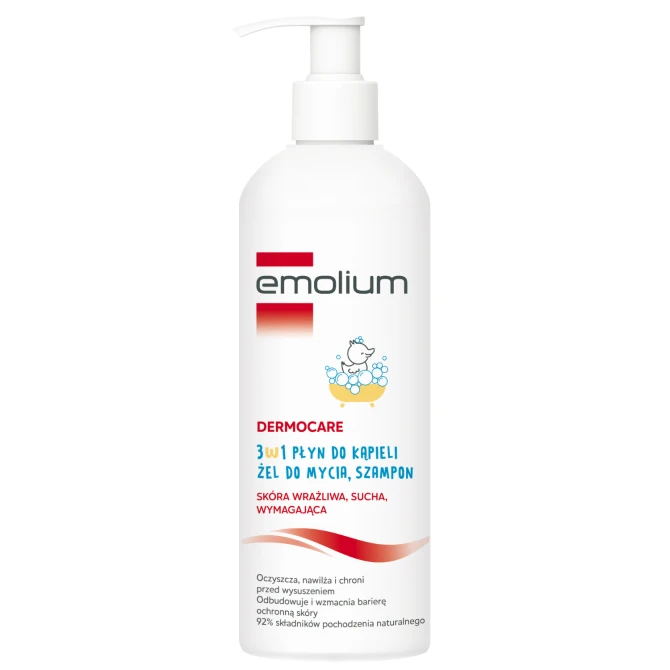 EMOLIUM DERMOCARE 3w1 Płyn Do Kąpieli - Żel Do Mycia - Szampon - 400ml