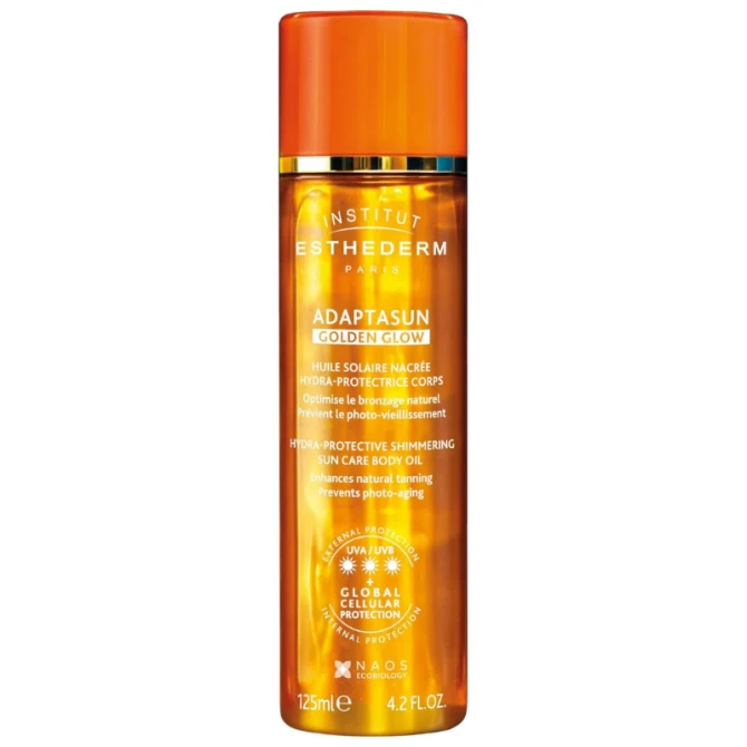 INSTITUT ESTHEDERM SUN CARE Adaptasun Golden Glow Hydra-Protective Shimmering Sun Care Body Oil, ochronny olejek do ciała, nawilża i rozświetla skórę