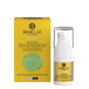 BASICLAB EMULSYJNE SERUM ANTYOKSYDACYJNE Z 6% ASCORBYL TETRAISOPALMITATE REWITALIZACJA I ODŻYWIENIE 30 ml