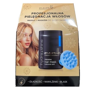 Mevelle Professional Hydra &amp; Shine zestaw maska do włosów 900ml + masażer do skóry głowy