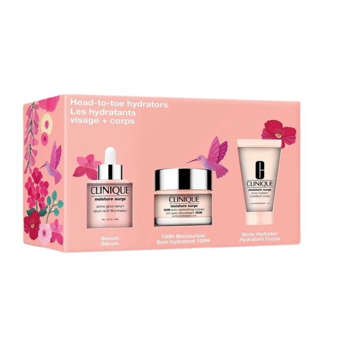 Clinique Moisture Surge Head-To-Toe Hydrators zestaw żelowy krem do twarzy 50ml + balsam do ciała 30ml + serum do twarzy 30ml