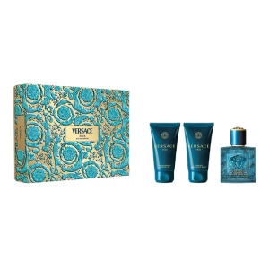 Versace Eros zestaw woda perfumowana spray 50ml + żel pod prysznic 50ml + balsam po goleniu 50ml