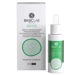 BasicLab Cosmetology ESTETICUS Serum z Niacynamidem 10%, Prerbiotykiem 5% Zmniejszające Niedoskonałości - 30 ml