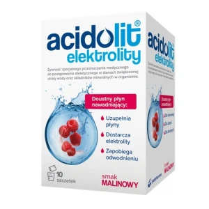 Acidolac Elektrolity preparat nawadniający suplement diety Malina 10 saszetek