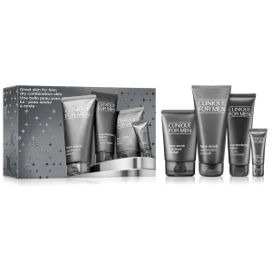 Clinique Great Skin for Him zestaw żel do mycia twarzy 200ml + peeling do twarzy 100ml + przeciwstarzeniowy krem pod oczy 15ml + emulsja nawilżająca do twarzy 100ml