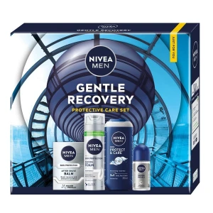 Nivea Men Gentle Recovery zestaw pianka do golenia 200ml + balsam po goleniu 100ml + żel pod prysznic 3w1 250ml + antyperspirant roll-on 50ml