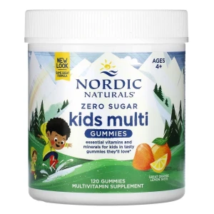 Nordic Naturals Kids Multi Gummies Zero Sugar multiwitaminowy suplement diety dla dzieci w żelkach bez cukru Pomarańcza 120szt