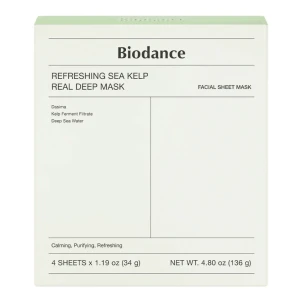 Biodance Refreshing Sea Kelp Real Deep Mask łagodząca maska w płachcie 4x34g