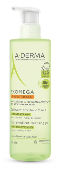 A-DERMA Exomega Control Żel Emolient Do Mycia 2w1 - 500ml