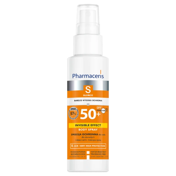 Pharmaceris S INVISIBLE EFECT BODY SPRAY Emulsja ochronna SPF50+ do ciała dla dorosłych i dzieci od 6 miesiąca życia - 150ml