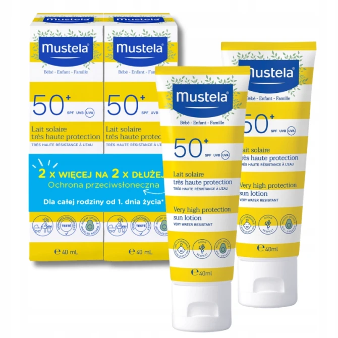 MUSTELA Zestaw mleczko przeciwsłoneczne SPF50 - 2 x 40ml