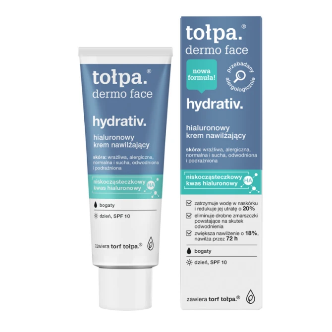 TOŁPA DERMO FACE HYDRATIV hialuronowy krem nawilżający bogaty SPF 10, 40ml