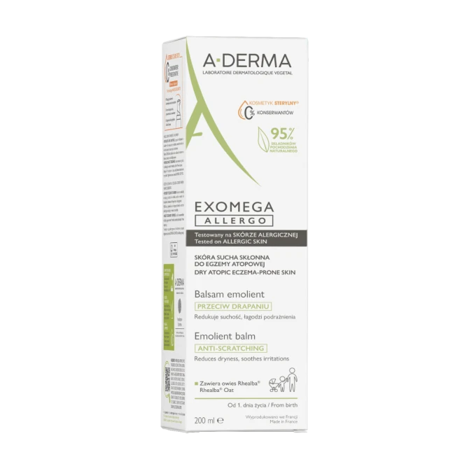 A-Derma Exomega Allergo Balsam Emolient Do Skóry Suchej Skłonnej Do Egzemy Atopowej - 200ml