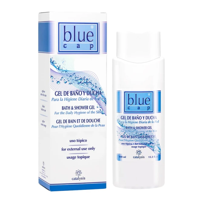 BLUE CAP Żel Do Mycia Zmniejsza i Eliminuje Złuszczanie Się Naskórka, Świąd, Pieczenie i Podrażnienia Skóry - 400 ml