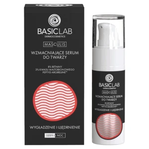 BASICLAB Masculis Wzmacniające serum do twarzy 8% betainy, 3% kwasu maltobionowego i peptyd Argireline Wygładzenie i Ujędrnienie 30 ml