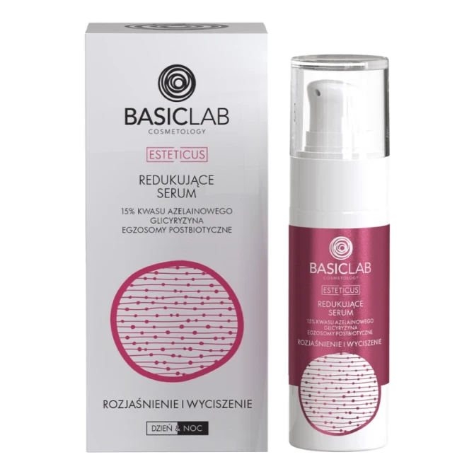 BASICLAB Cosmetology Redukujące serum 15% kwasu azelainowego , BHA, Glicyryzyna, Rozjaśnienie i wyciszenie 30 ml