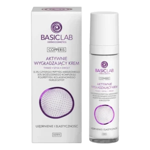 BASICLAB Copperis Aktywnie Wygładzający Krem na dzień do twarzy 0,3% Czystego Peptydu Miedziowego Ujędrnienie i Elastyczność 50 ml