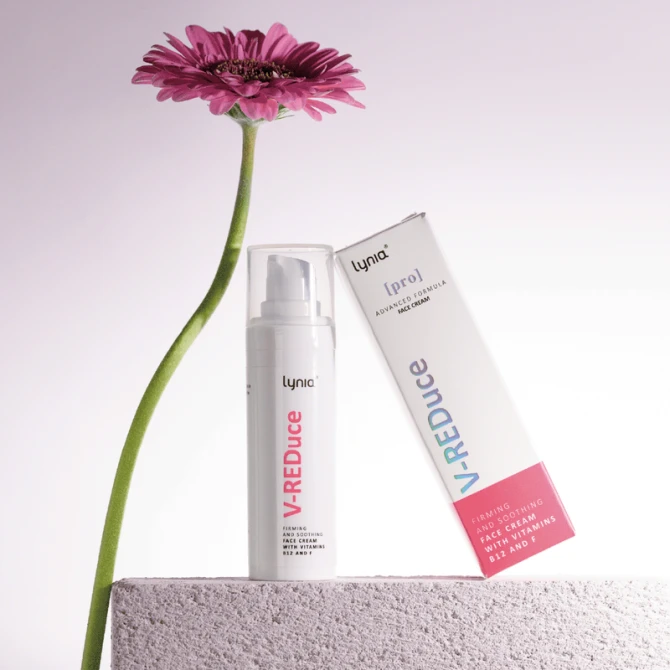 LYNIA Ujędrniająco-łagodzący krem v-reduce z witaminami B12, F - 30 ml