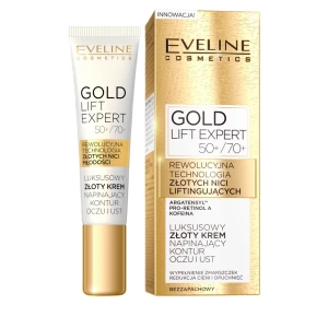 Eveline Cosmetics Gold Lift Expert luksusowy złoty krem napinający kontur oczu i ust 50+/70+ 15ml