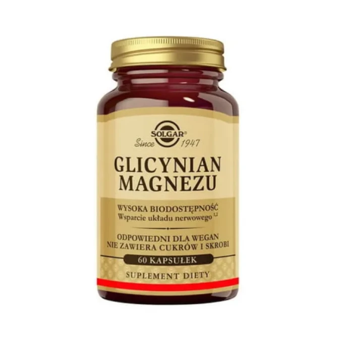 Solgar Glicynian Magnezu suplement diety 60 kapsułek