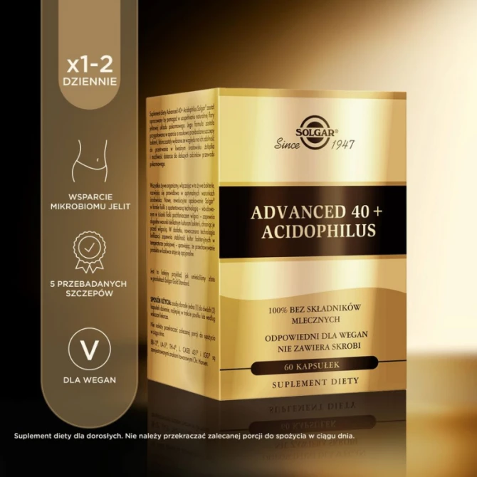SOLGAR Advanced 40+ Acidophilus Formuła Probiotyczna Dla Osób Dojrzałych - 60 Kapsułek