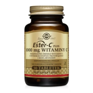 SOLGAR ESTER-C® 1000 mg Łagodna forma WITAMINY C dla wsparcia  układu odpornościowego, antyoksydacji i odporności na stres 30 tabletek