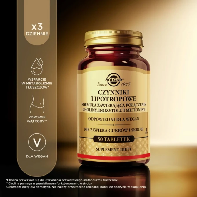 SOLGAR Czynniki Lipotropowe - 50 Tabletek