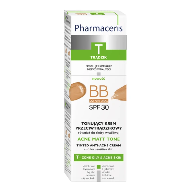 PHARMCAERIS T ACNE MATT TONE Tonujący krem przeciwtrądzikowy BB 02 light SPF30 30 ml