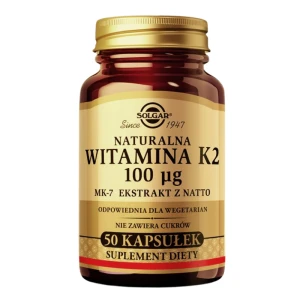 SOLGAR Witamina K2 100 µg Pomaga w utrzymaniu zdrowych kości - 50 Kapsułek