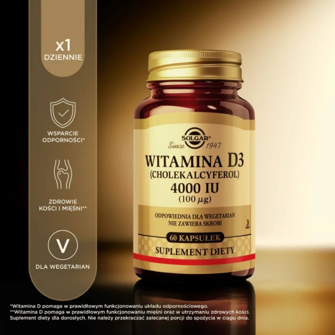 SOLGAR Witamina D3 4000 IU - 60 Kapsułek
