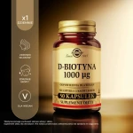 SOLGAR D-Biotyna 1000 ug Pomaga zachować zdrowie skóry i włosów - 50 Kapsułek