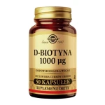 SOLGAR D-Biotyna 1000 ug Pomaga zachować zdrowie skóry i włosów - 50 Kapsułek