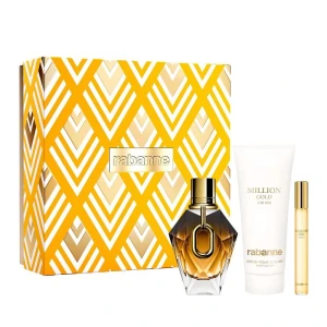 Paco Rabanne Million Gold For Her zestaw perfumy spray 90ml + balsam do ciała 100ml + perfumy spray 10ml