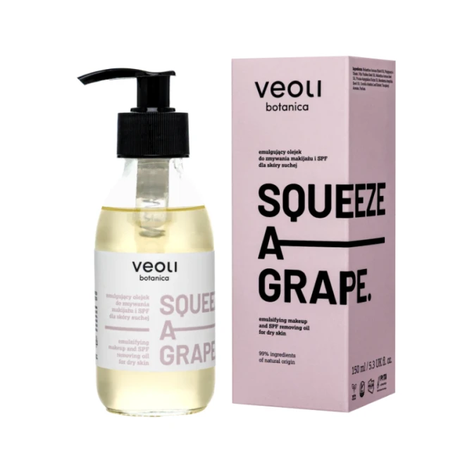 SQUEEZE A GRAPE Emulgujący olejek do zmywania makijażu i SPF dla skóry suchej - 150 ml