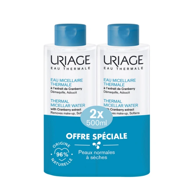 URIAGE Thermal płyn micelarny z ekstraktem z żurawiny do cery normalnej i suchej - 2x 500 ml