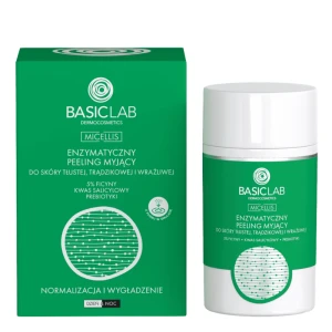 BASICLAB Enzymatyczny peeling myjący do skóry tłustej, trądzikowej i wrażliwej Normalizacja i wygładzenie 35 ml