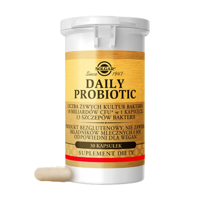 SOLGAR Daily Probiotic z 13 szczepami bakterii w jednej kapsułce - 30 Kapsułek