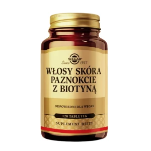SOLGAR WŁOSY SKÓRA PAZNOKCIE +BIOTYNA Dla osób osłabionych w wyniku stresu lub choroby 120 tabletek