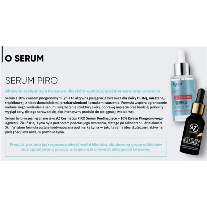 LYNIA PIRO Aktywne serum z 10% kwasem pirogronowym – ujędrniające i regulujące sebum 30 ml