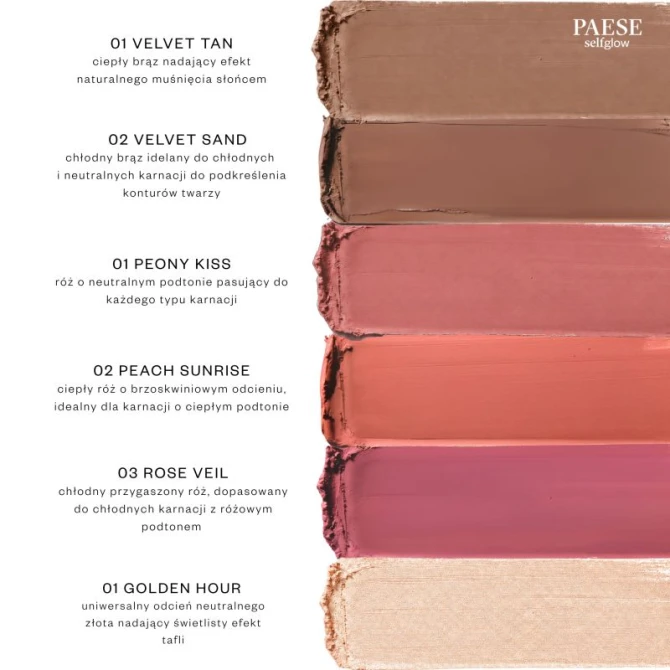 PAESE selfglow kremowy róż z matowym efektem Rose Vevil 03 8g