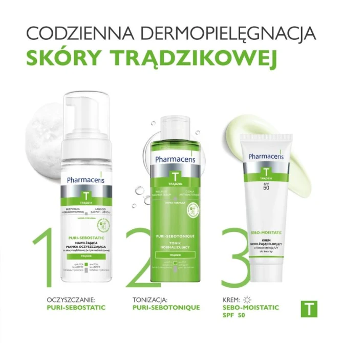 PHARMACERIS T SEBO-MOISTATIC KREM NAWILŻAJĄCO-KOJĄCY SPF 50 z fotoprotekcją UV do twarzy 50 ml