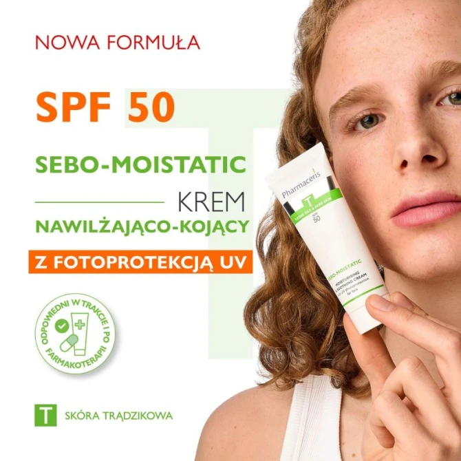 PHARMACERIS T SEBO-MOISTATIC KREM NAWILŻAJĄCO-KOJĄCY SPF 50 z fotoprotekcją UV do twarzy 50 ml