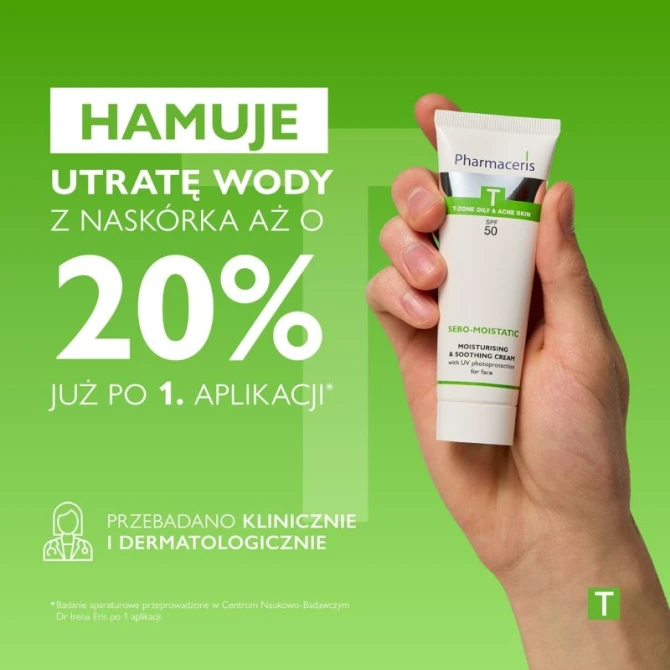 PHARMACERIS T SEBO-MOISTATIC KREM NAWILŻAJĄCO-KOJĄCY SPF 50 z fotoprotekcją UV do twarzy 50 ml