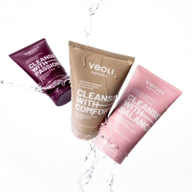 VEOLI BOTANICA CLEANSE WITH BALANCE – Oczyszczająco-peelingujący żel do mycia twarzy do skóry tłustej i mieszanej 150 ml