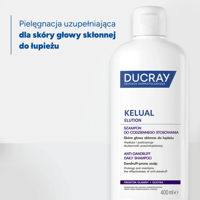 DUCRAY KELUAL ELUTION Delikatny szampon przywracający równowagę skórze głowy- skóra głowy skłonna do łupieżu 400 ml