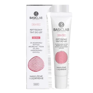 BASICLAB Beauties peptydowy tint do ust, 2% kompleksu peptydu argireline youth, 2% lipo-aminokwasu, ksylitol, 220/rosy 15 ml