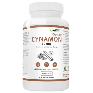 WISH Pharmaceutical Cynamon ekstrakt 600mg suplement diety 90 kapsułek