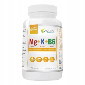 WISH Pharmaceutical Cytrynian Magnezu + Cytrynian Potasu + Witamina B6 suplement diety 120 kapsułek